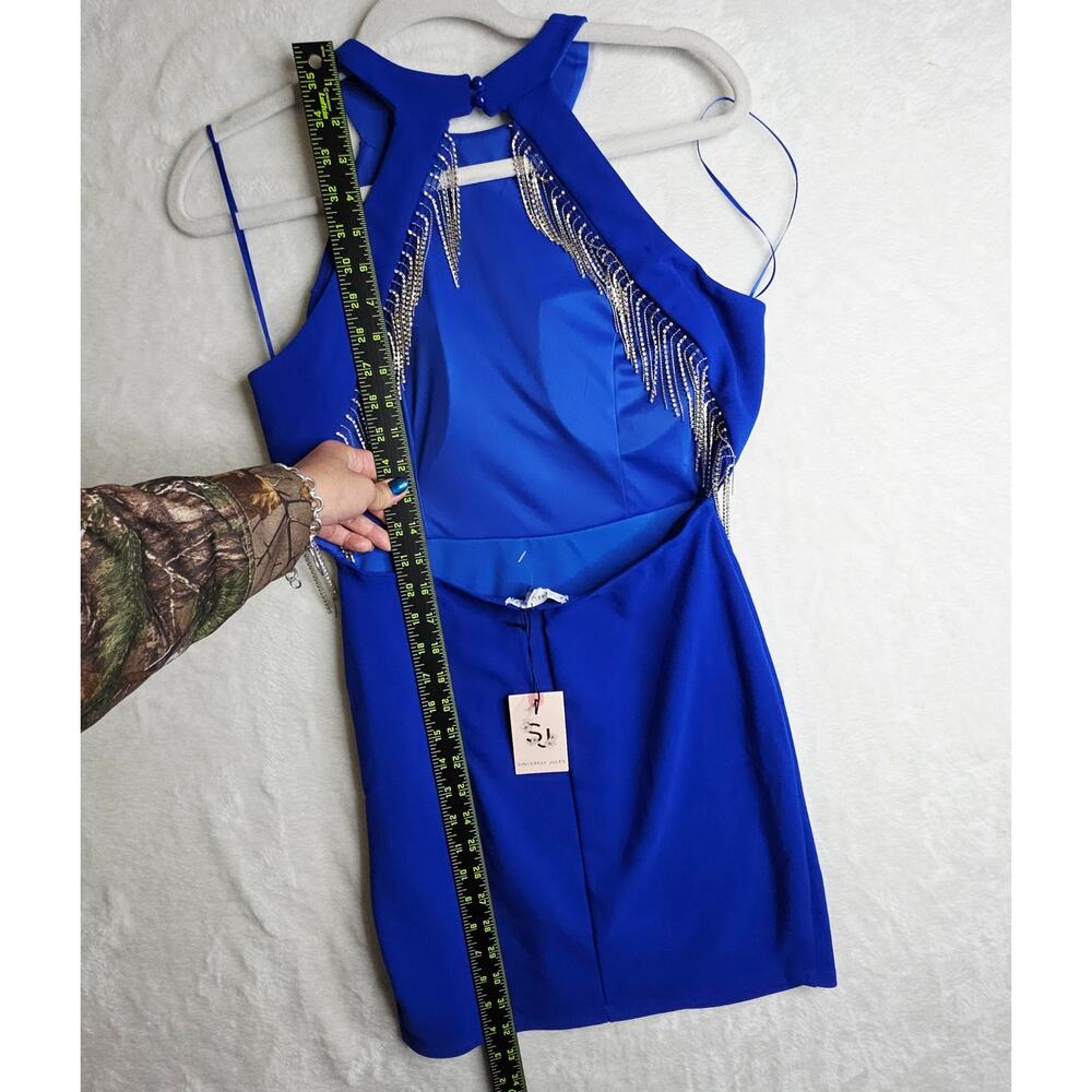 Cobalt Bright Blue SzM NWT Sexy W Rhinestones Dress by Sincerely Jules Party Fun - Picture 4 of 14